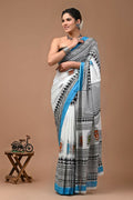 Exclusive Collection Black White Beautiful Mulmul Cotton Saree