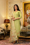 The52 Lemons Women's Beautiful Viscose Shimmer Fabric Embroidered Work Straight Kurta Pant and Dupatta Set