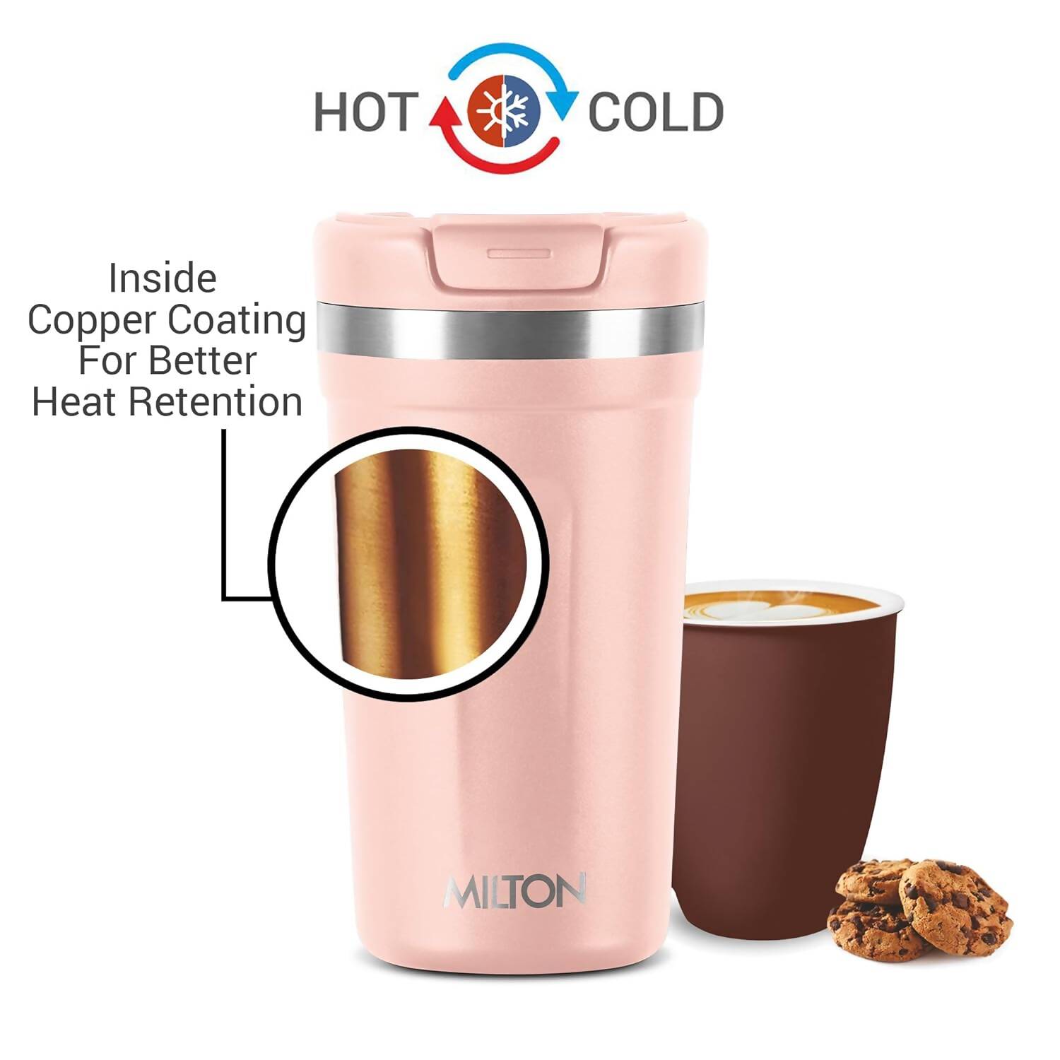 Milton Corral Thermosteel Insulated Coffee Mug Tumbler - 400ml (Peach)