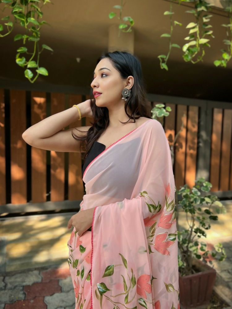 Vamsee Aditi Pink Georgette Saree