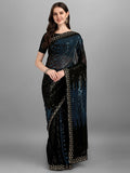 Vegaa Fashion Black Georgette Embroidered Party Wear Saree