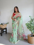Vamsee Nilam Green Organza Saree