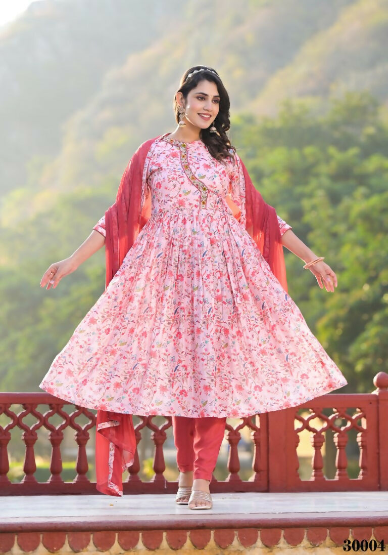 Designer Stylish Light Pink Rubi Silk Stitched Suit With Dupatta - Kiyara