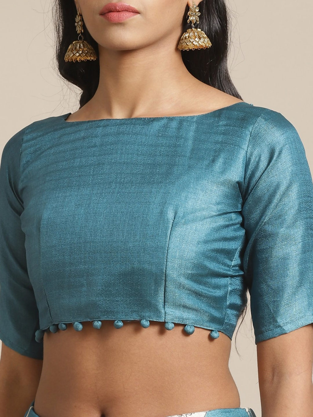 Saree Mall Blue & Beige Ethnic Motifs Print Bhagalpuri Saree