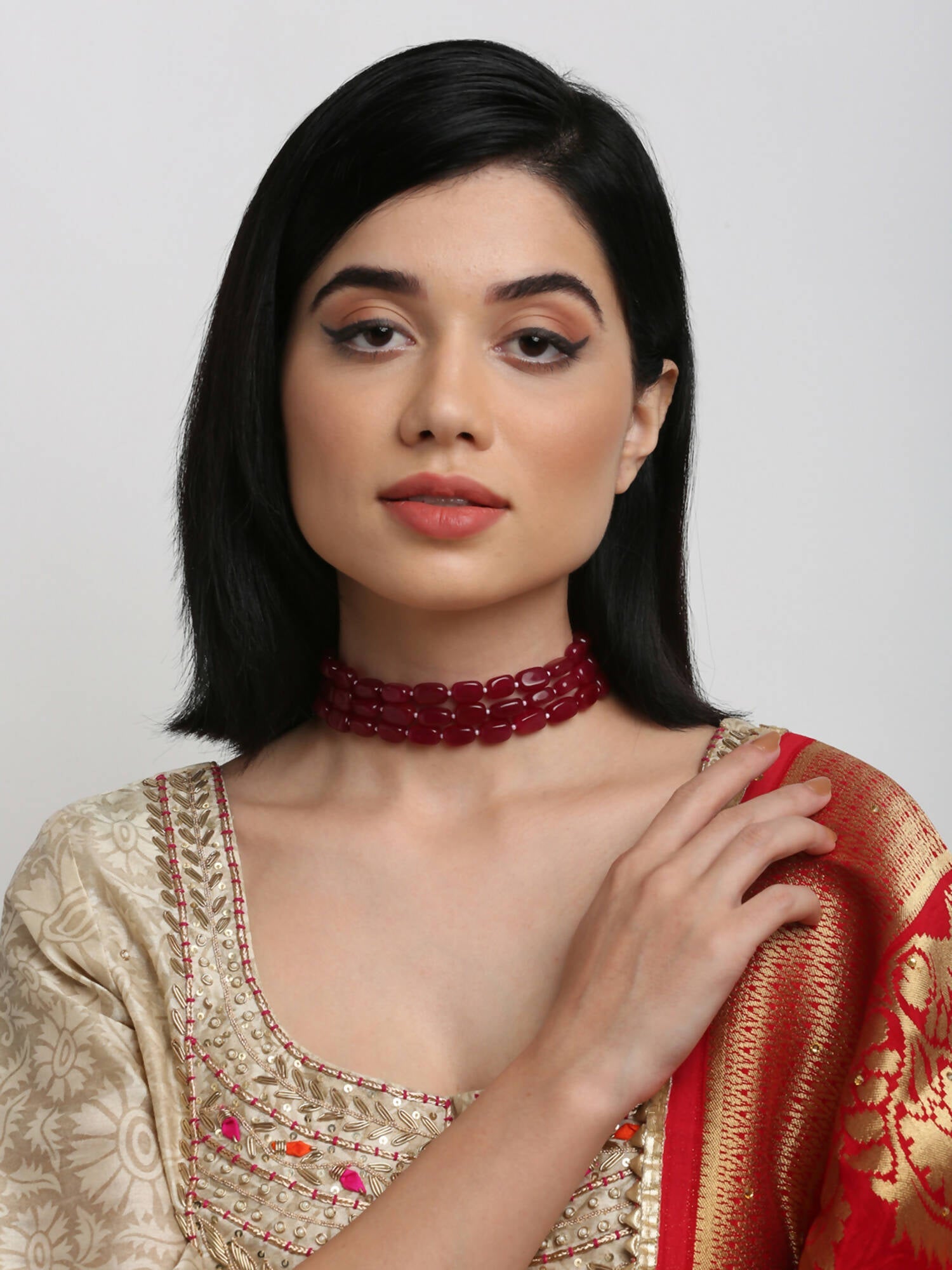 Maroon Choker - Ruby Raang