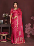 Joban Fashion Pink Floral Motifs Banarasi Silk Sarees