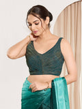 Joban Fashion Fire Blue Tissue Padded Blouse With Sweetheart Neck Sleeveless