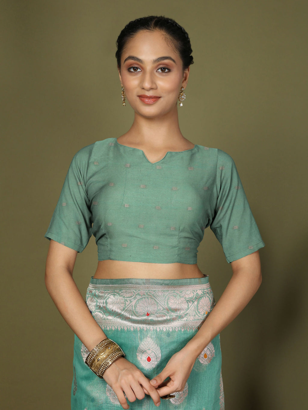 Shree Shyam Fashion Linen Cotton Rama Green Saree