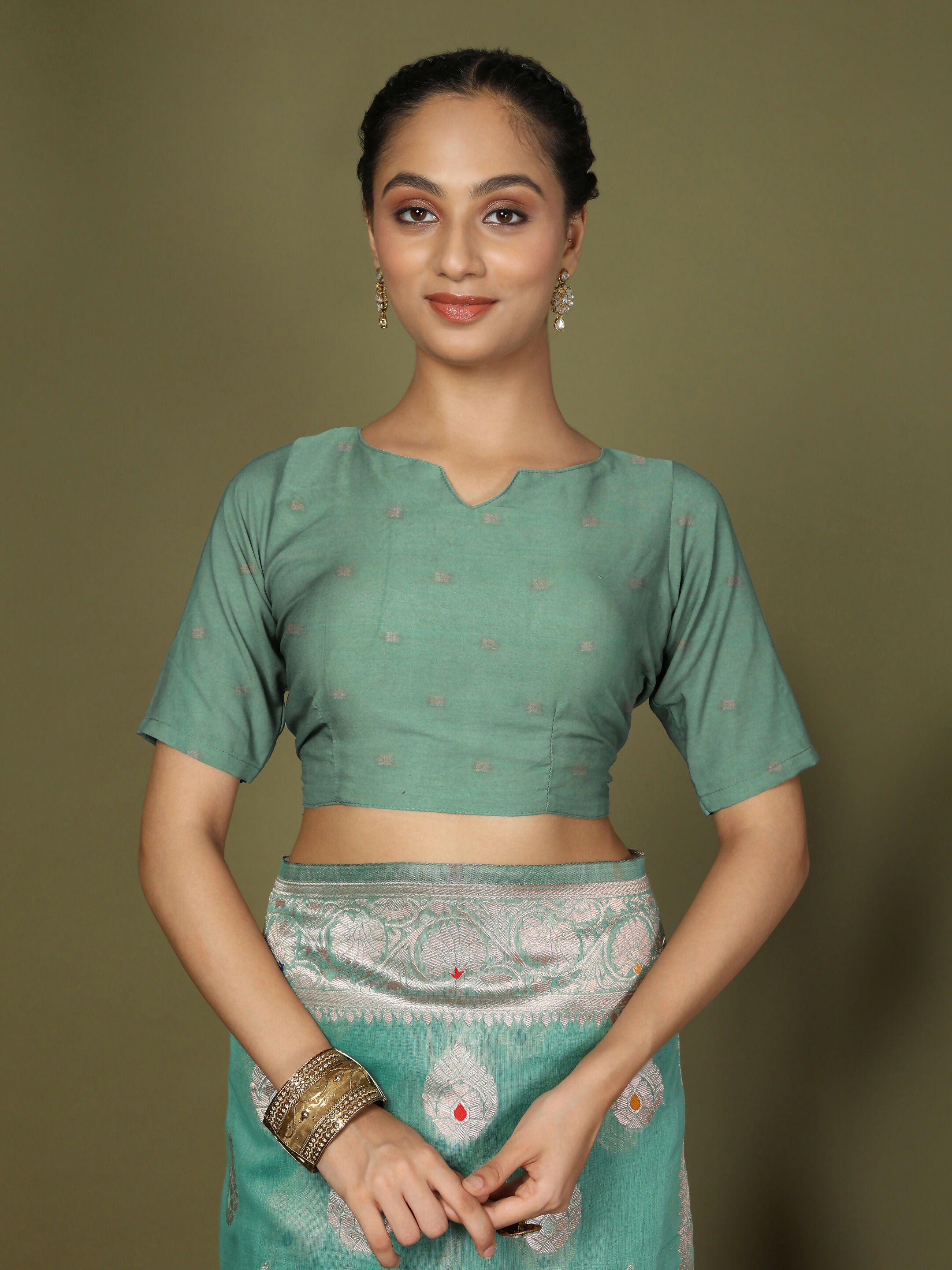 Shree Shyam Fashion Linen Cotton Rama Green Saree