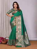 Joban Fashion Green Woven Banarasi Silk Sarees