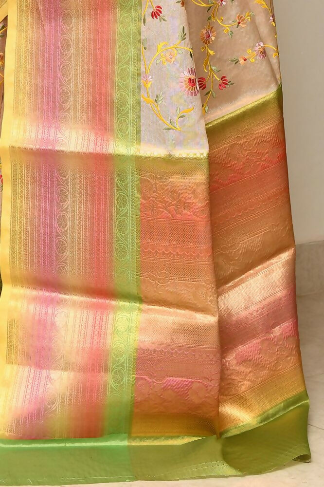 Joban Fashion Multicolor Saree Tissue Rainbow Digital And Embroidery