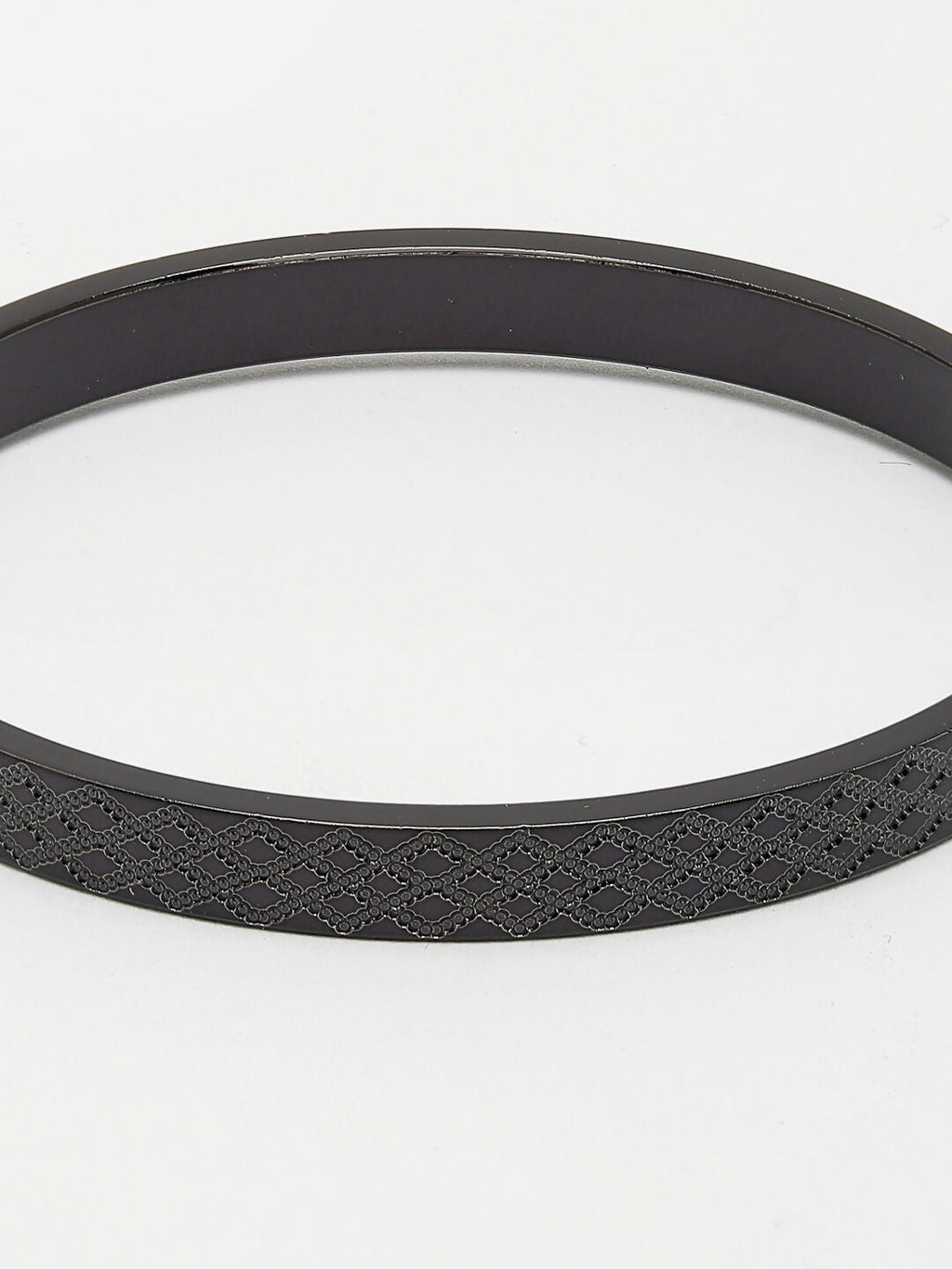 NVR Men's Black Rhodium-Plated Stainless Steel Kada Bracelet