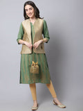 Even Apparels Beige Bansari Silk Open Front Gillet