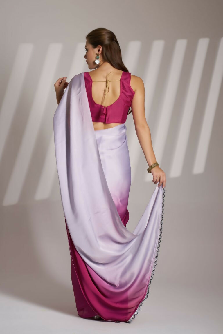 Lavender Chinon Solid Fancy Designer Saree - Nafisa