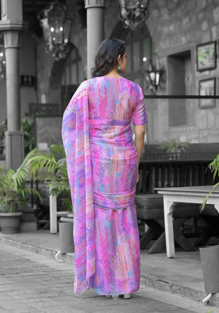 stylish Casual Pink Imported georgette Ready to Wear Fancy Saree - Ashwini