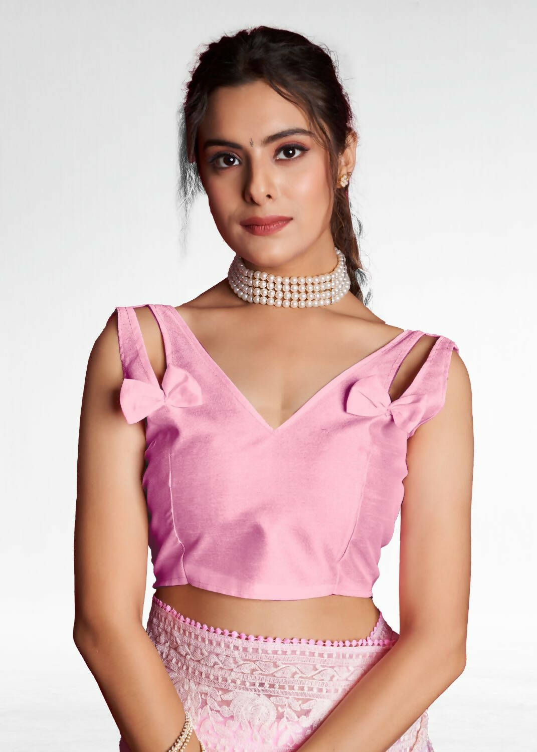 Vamsee Pink Organza Saree