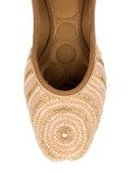 Desi Colour Women Indian Ethnic Footwear-Peach Circle Pearl