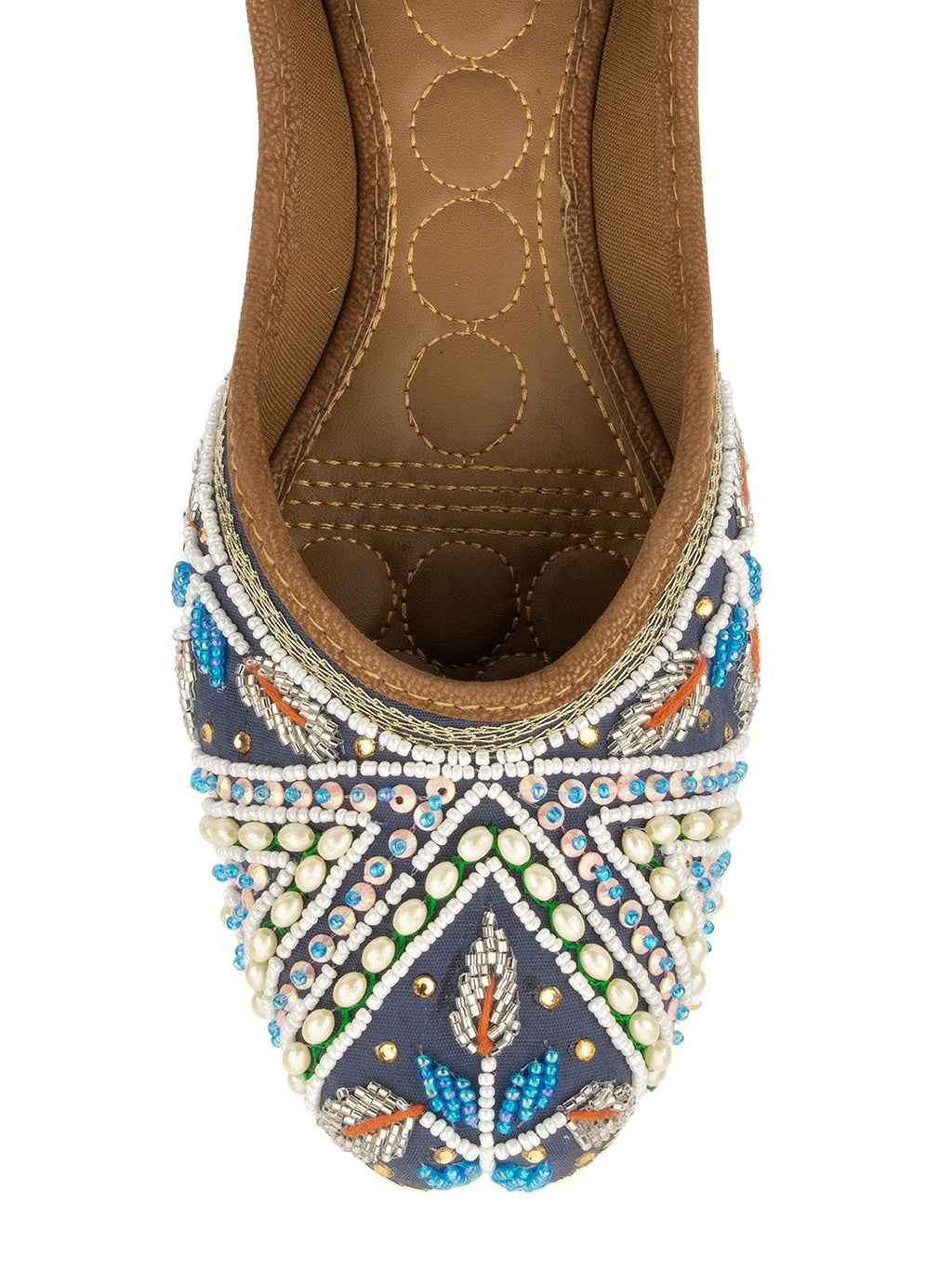 Desi Colour Women Indian Ethnic Footwear-Navy Blue Criss Cross