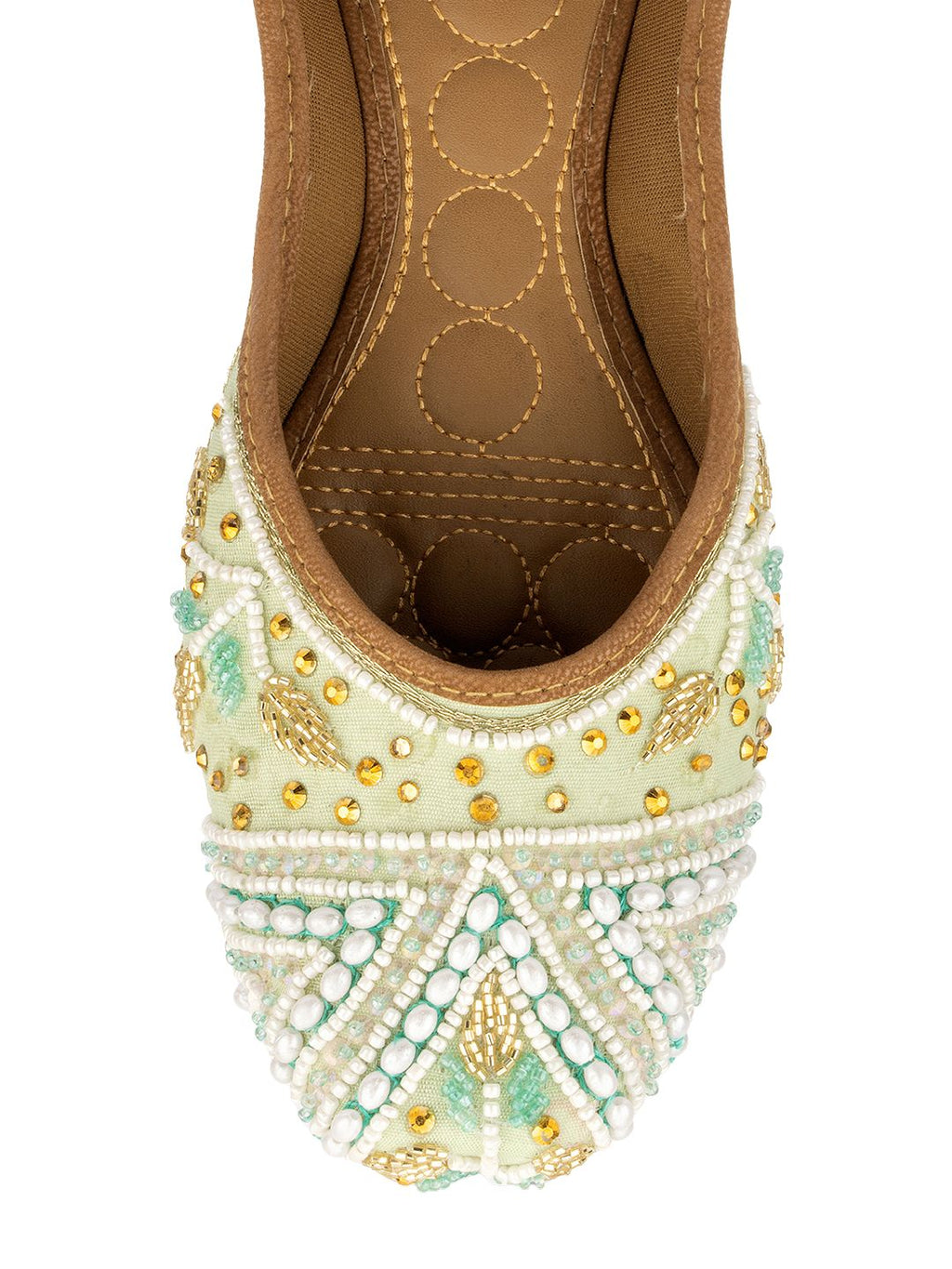 Desi Colour Women Indian Ethnic Footwear-Sea Green Criss Cross-1