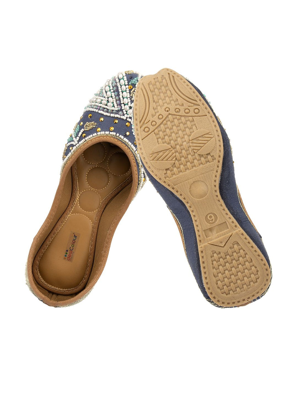 Desi Colour Women Indian Ethnic Footwear-NAVY Blue Criss Cross 1