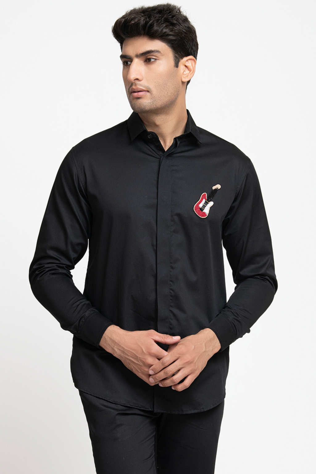 Guitar Embroidery Shirt by Hilo Design