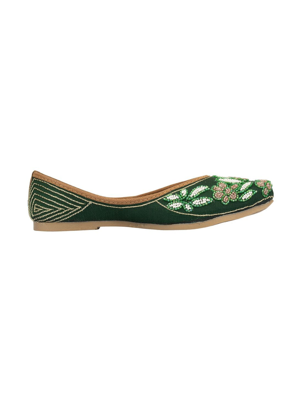 Desi Colour Women Indian Ethnic Footwear-Green Emb