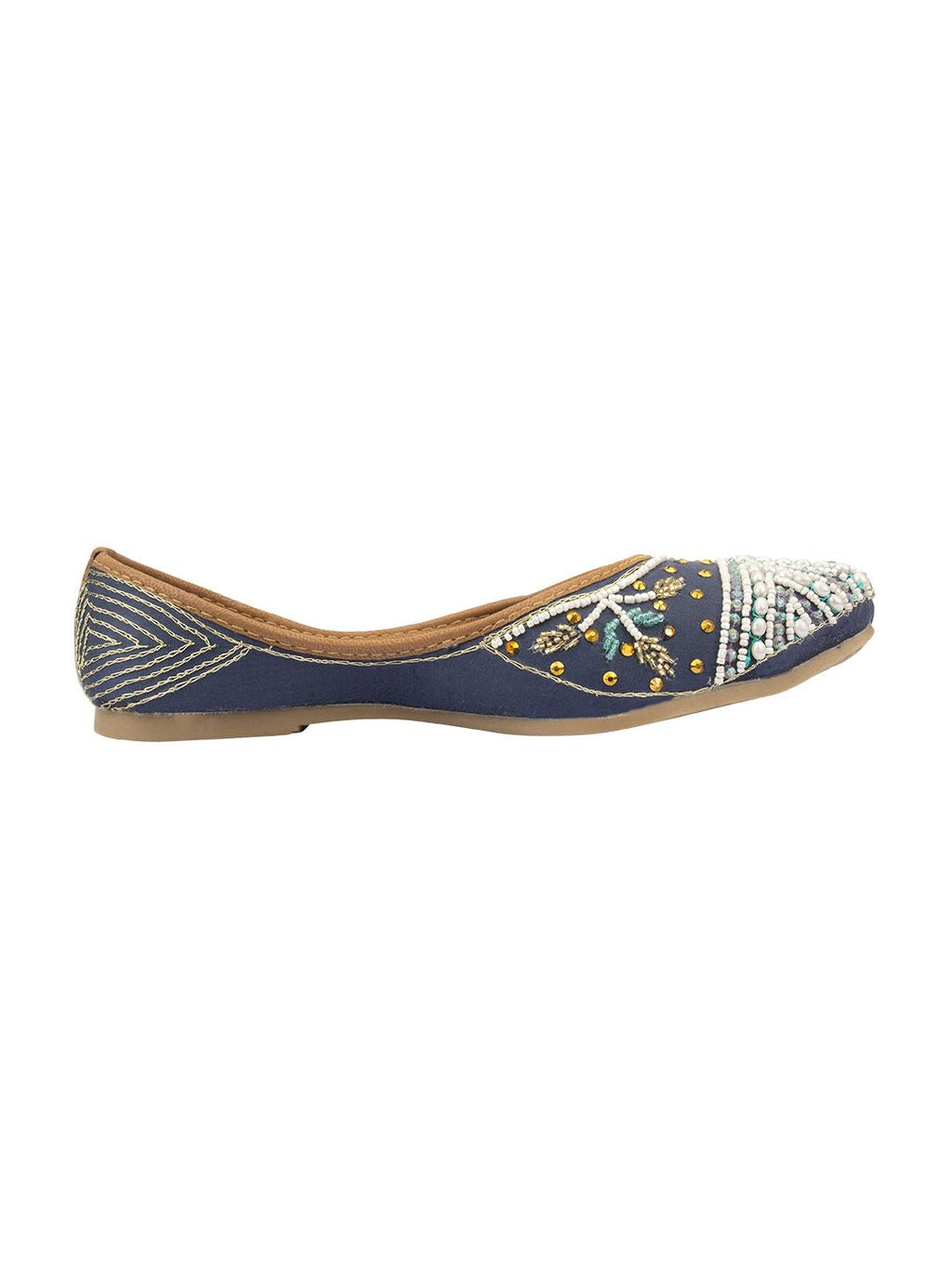 Desi Colour Women Indian Ethnic Footwear-NAVY Blue Criss Cross 1
