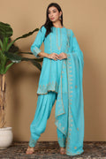 Joban Fashion Turquoise Georgette Kurta Set