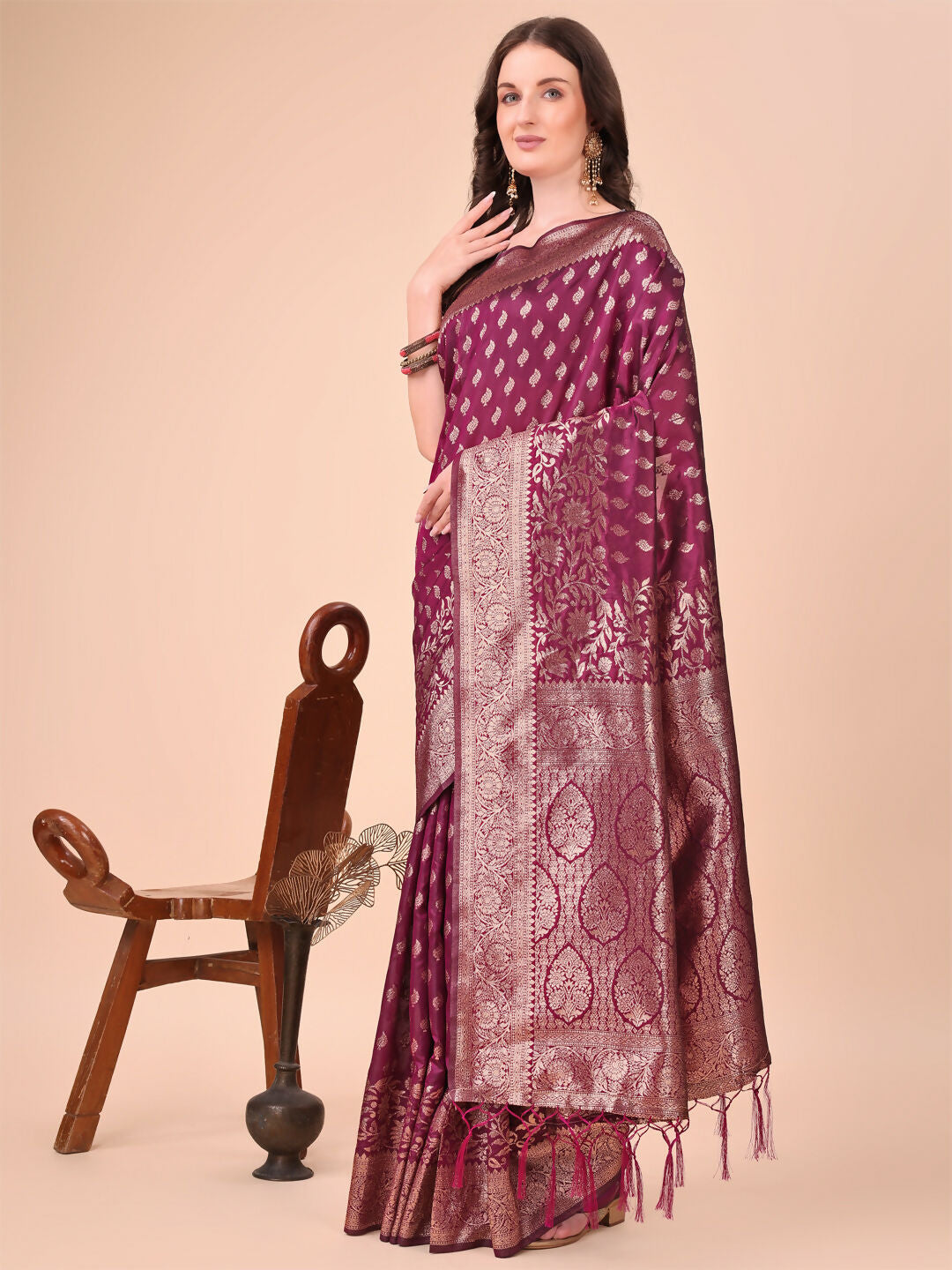 Shree Shyam Fashion Lichi Silk Purple Saree