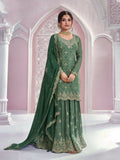 Vastranavya Exquisite Green Heavy Chinon with Embroidered & Sequins Work Salwar Suits