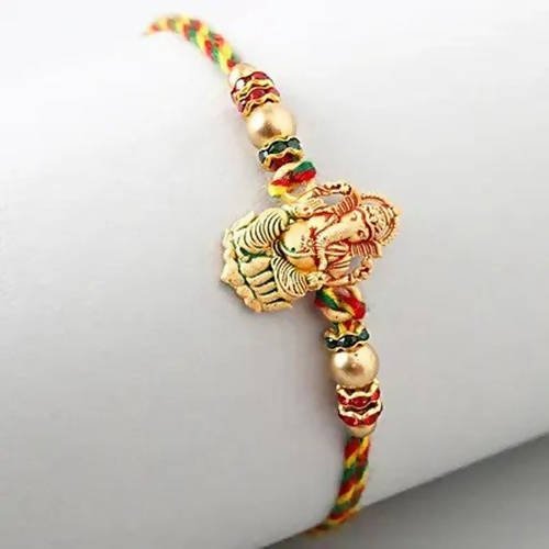 Authentic Design Ganesha Rakhi & Kaju Katli Box
