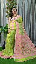 Exclusive Collection Green Beautiful Jamdani Collection Saree