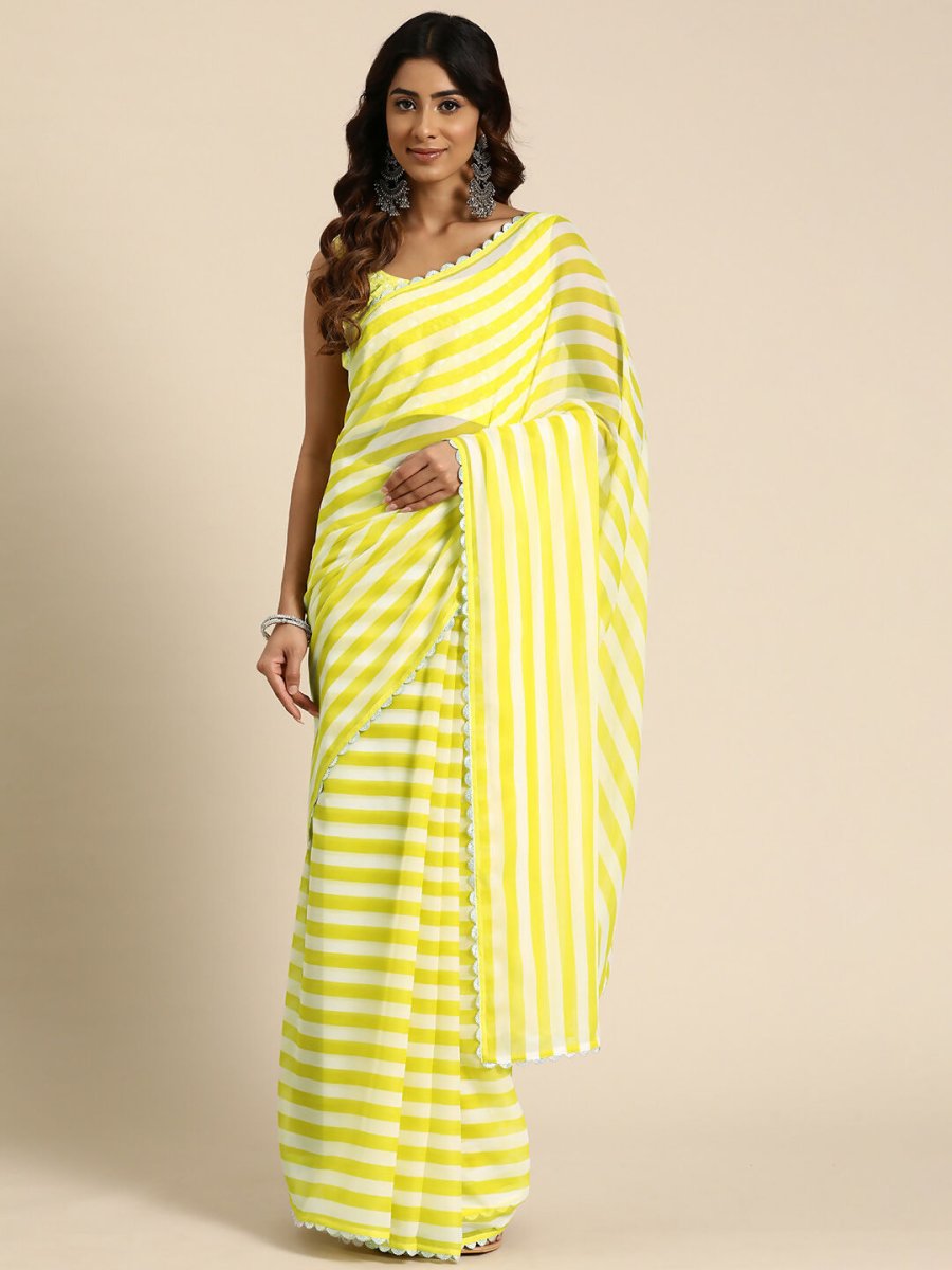 Ahalyaa Women's Traditional Semi Stitch Saree - Yellow