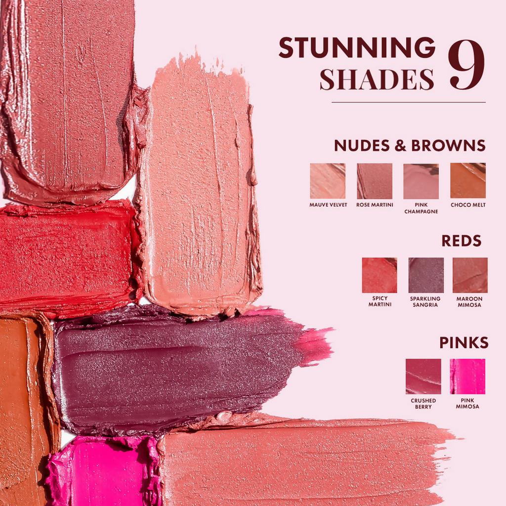 mCaffeine Shades Creamy Matte Kiss Bullet Lipstick Moisturizing Lightweight - Sparkling Sangria