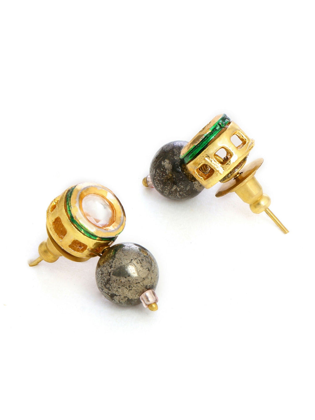 Ruby Raang Purple Pyrite Kundan Studs