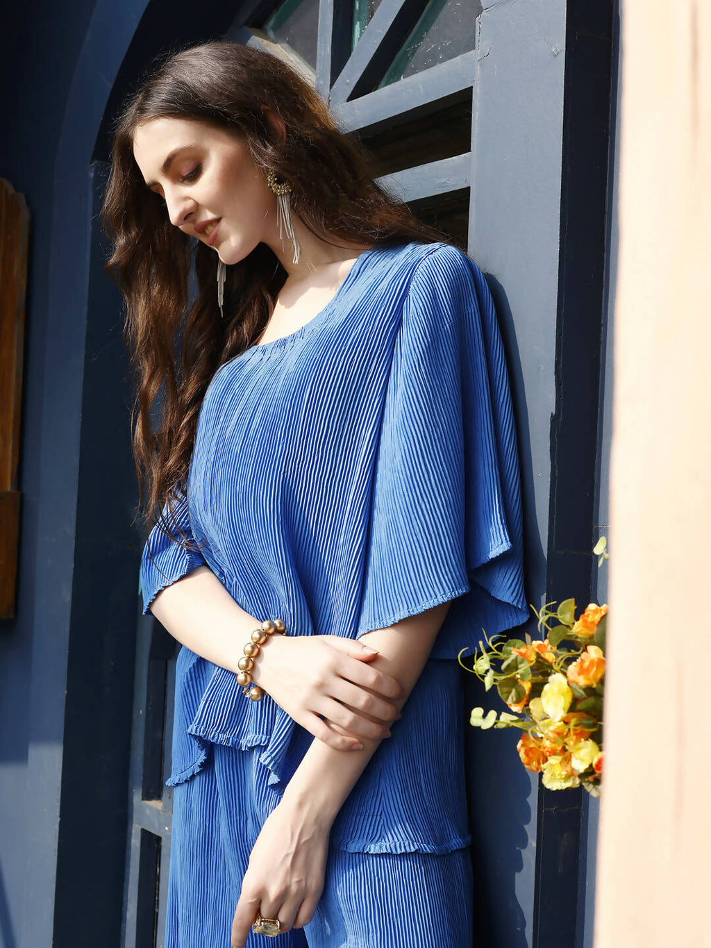 Blue Crush Plain Top with Matching Bottom - Eesha