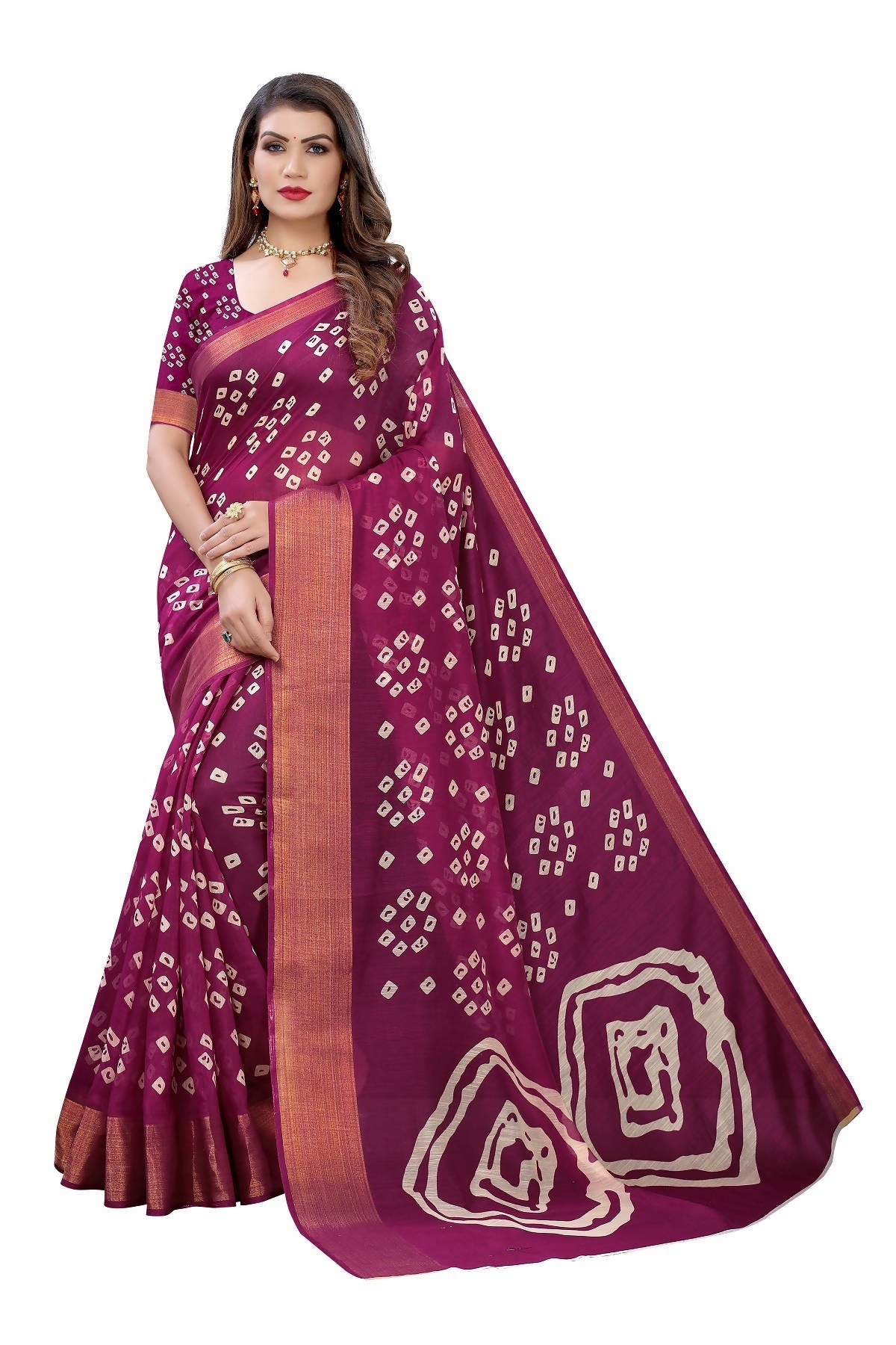 Vamika Purple and Gold Linen Jari Border Saree (RADHIKA PURPLE)
