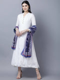Myshka Women White Anarkali Kurta With Dupatta