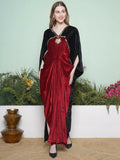 Joban Fashion Black And Maroon Hand Embellished Gown