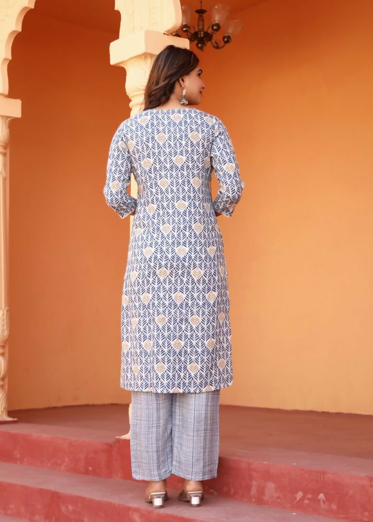Alvano Alvano Women's 3Pcs Straight Kurti Set Printed Rayon