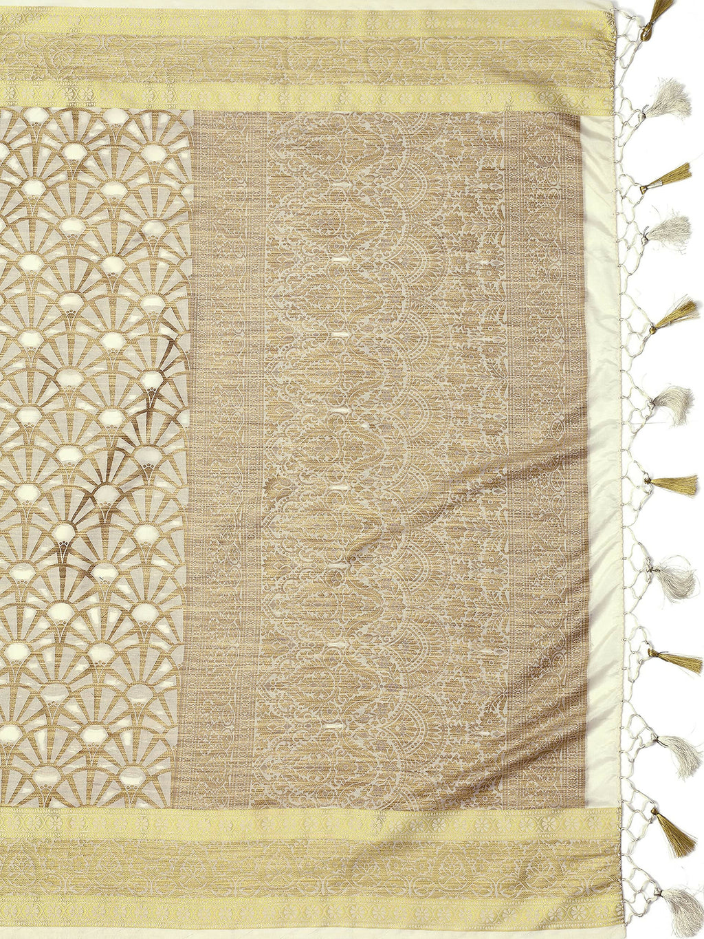 Mimosa Women's Off-White Kanjivaram Art Silk Saree