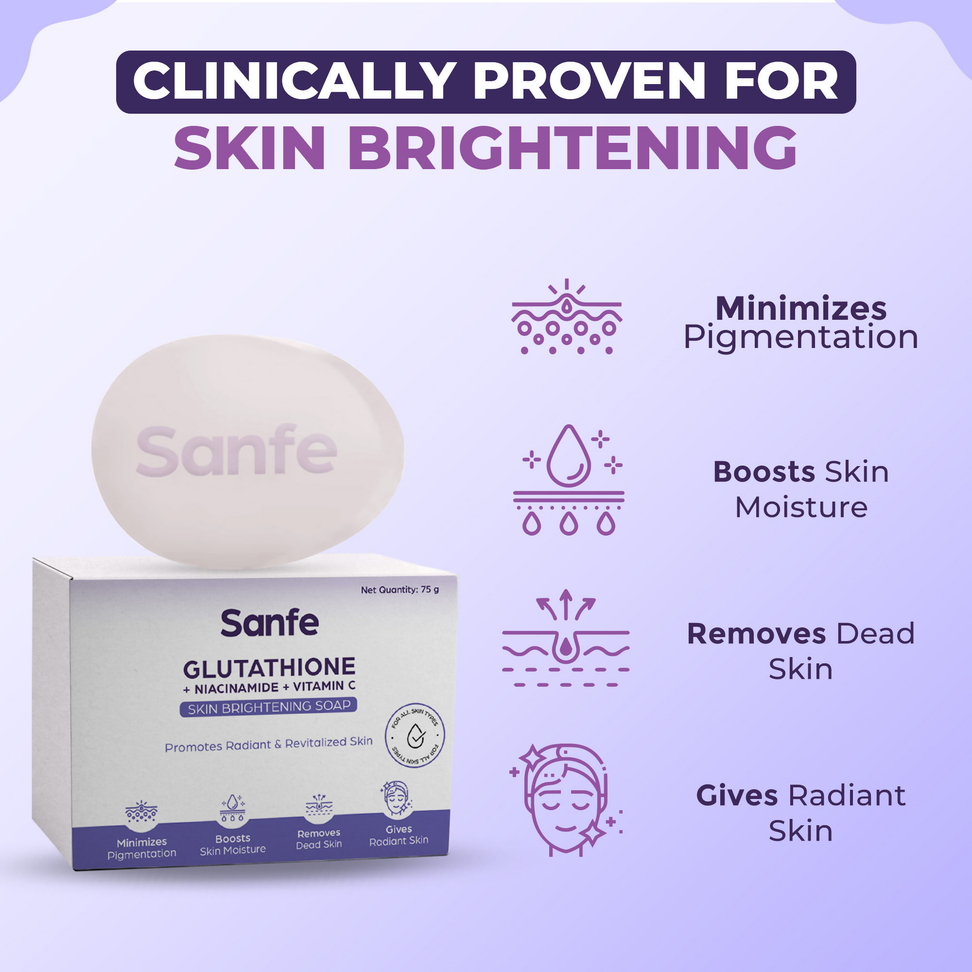 Sanfe Glutathione + Niacinamide + Vitamin C Brightening Soap