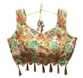 Vamika Pista Green Banglori Silk Digital Print And Embroidery Blouse