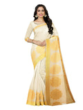 Mimosa Women's Off White Linen Blend Kasavu Saree