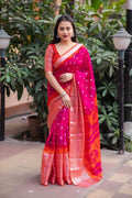 Rani Jute Silk Ethnic Motifs Saree with Unstitched Blouse - Hiral Fashion