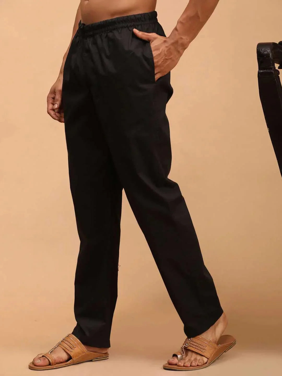 Fabmade Men's Black Cotton Pyjama