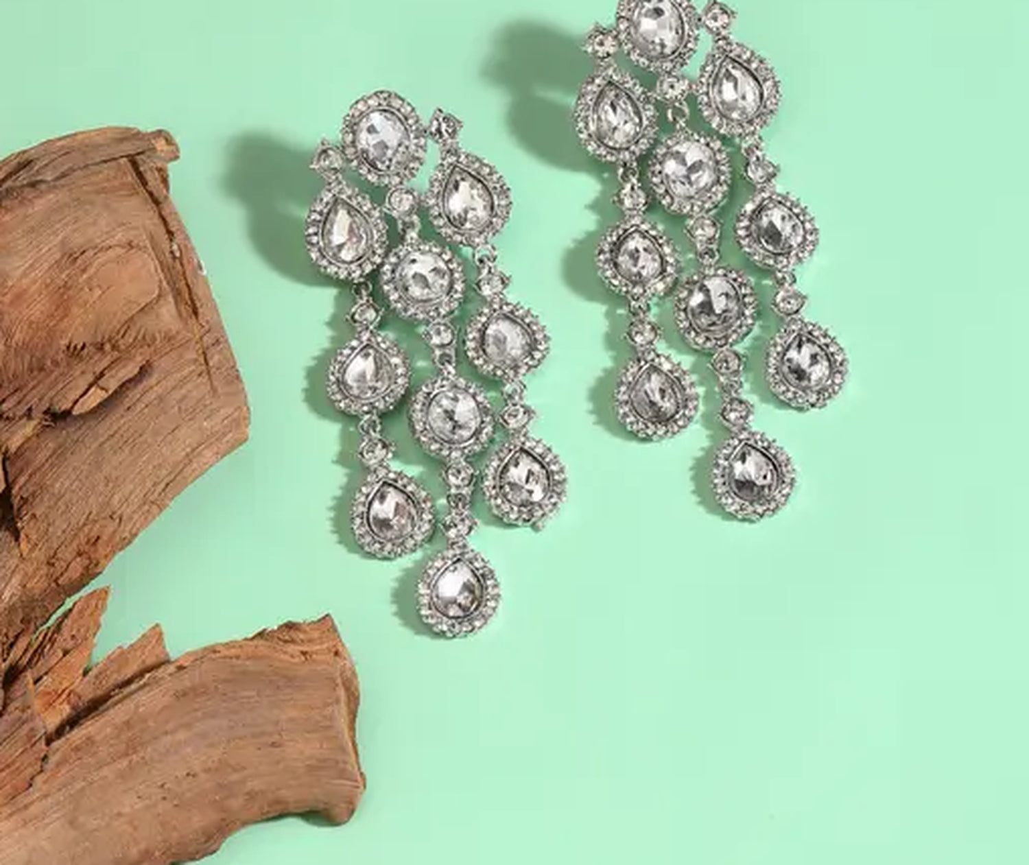 Jewel City Luxurious LCT Gold Cascade Earrings - Crystal-Embellished Statement Earrings for Wedding & Festival Glamour