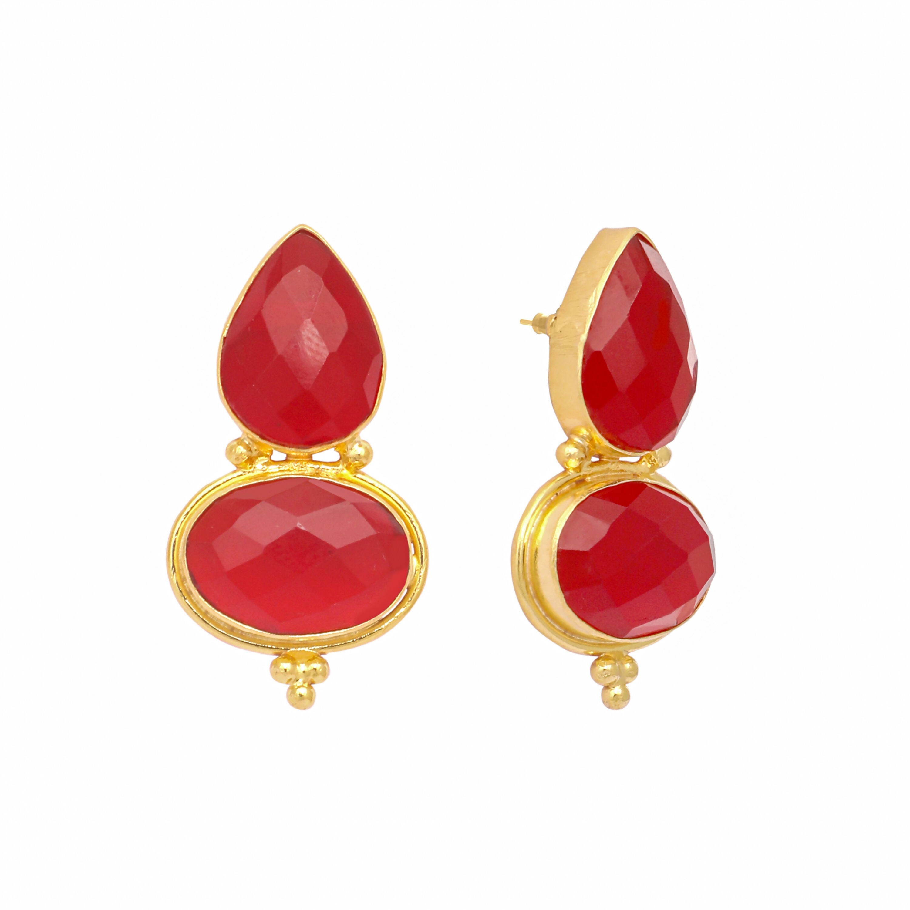 Nuyug 22K Gold Plated Red Embrace Earrings