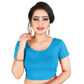 Vamika Sky Blue Lycra Plain Blouse