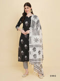 Designer Stylish black Cotton Stitched Suit With Dupatta - Tanisha